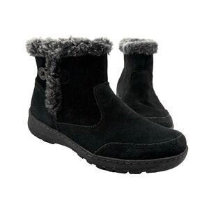 KHOMBU Iris Boot Women's Size 10 Black Suede Faux Fur Water Resistant Ankle Boot